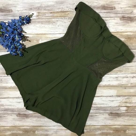 Nasty Gal Dresses & Skirts - Nasty Gal Olive Net Set Romper Size Med